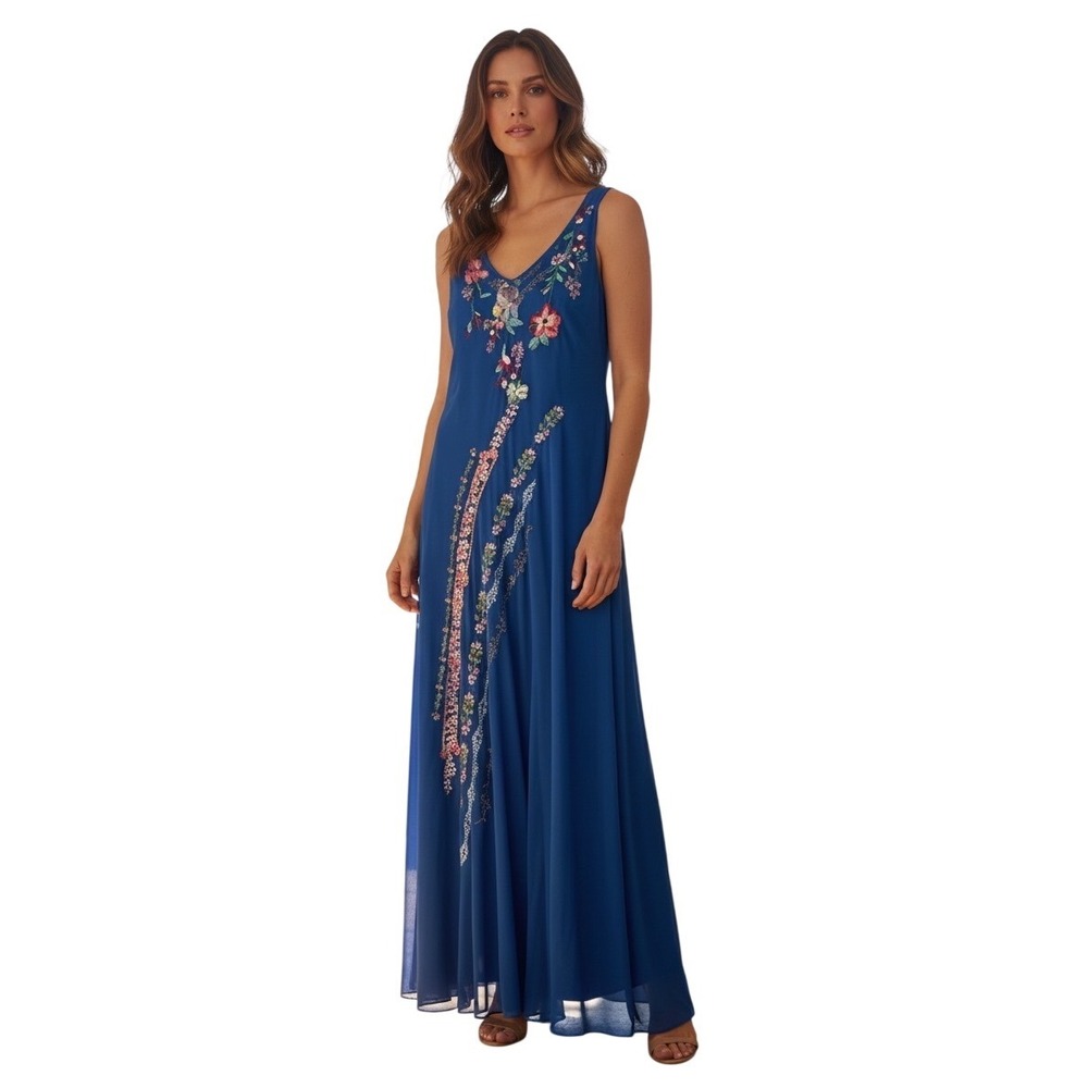 Johnny Was Womens Size Medium Mazzy Bias Dress Blue NWT